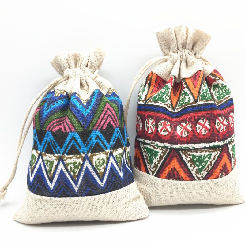 Travel Cable Organizer - Etnische Stijl Tas met Trekkoord Sieraden