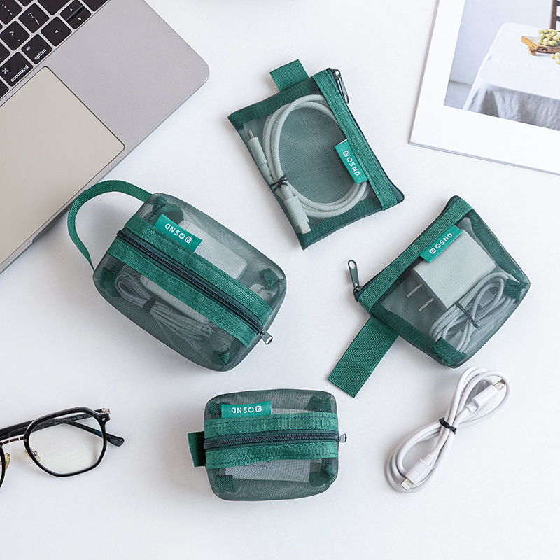 Travel Cable Organizer - Transparante mesh opbergtas voor datakabels, bureau-opbergtas,