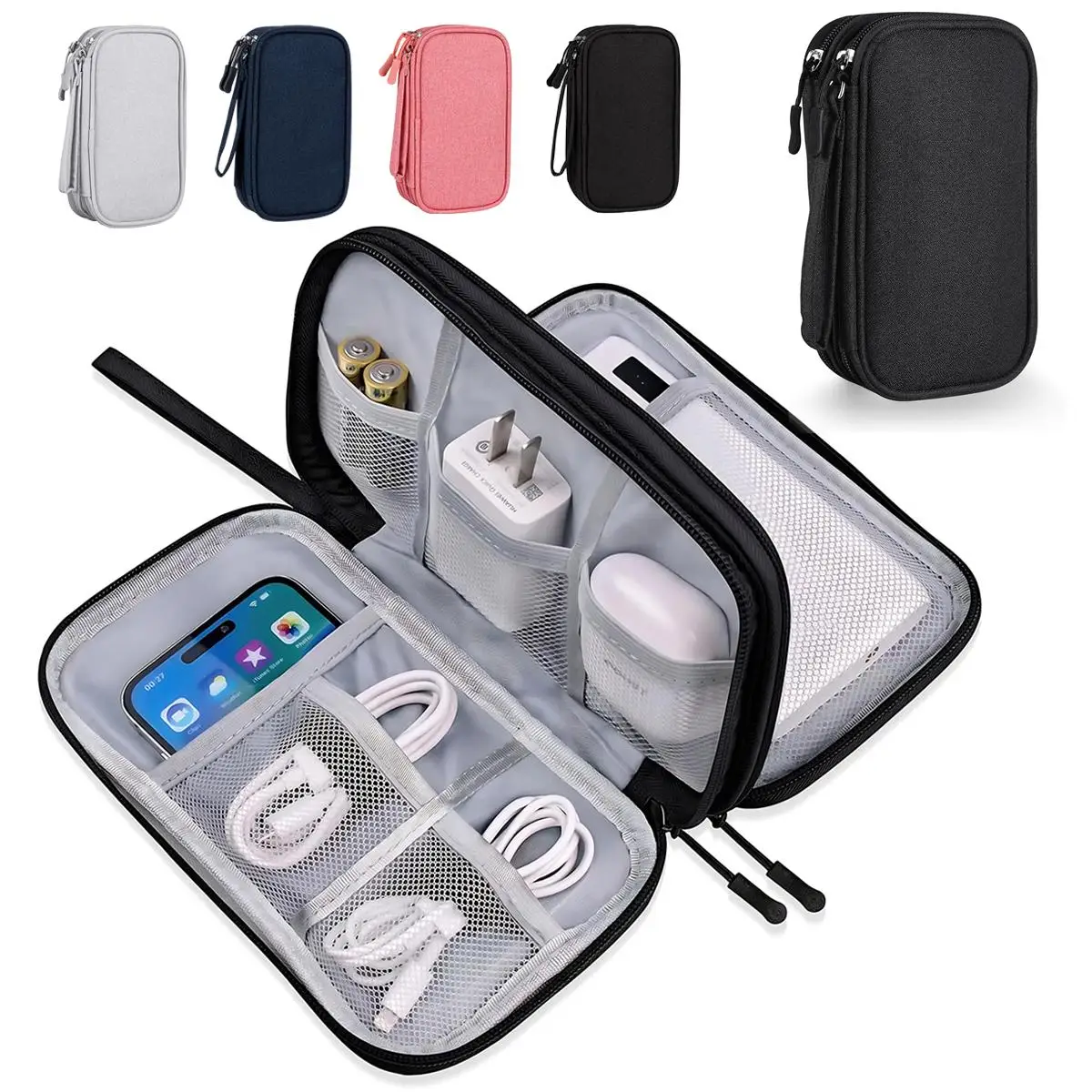 Tech Accessories Hard Case - Waterdichte reiskabel-organizer tas, draagbare dubbele laag