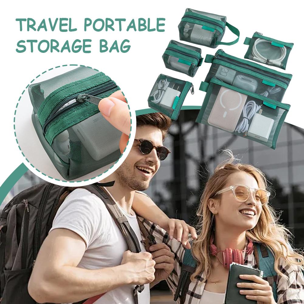 Travel Cable Organizer - 6-delige mesh opbergtas met ritssluiting, draagbare