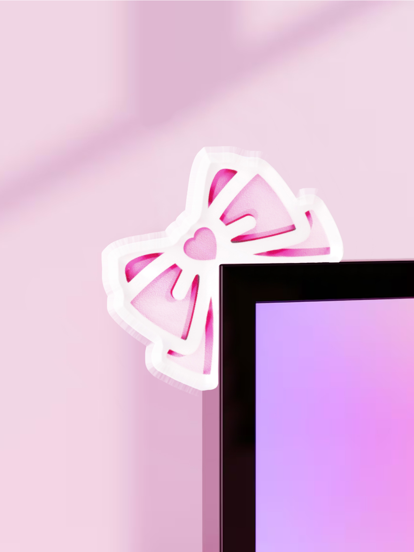 Tech Desktop Accessories - Kawaii Bow Monitor Decor Roze Acryl